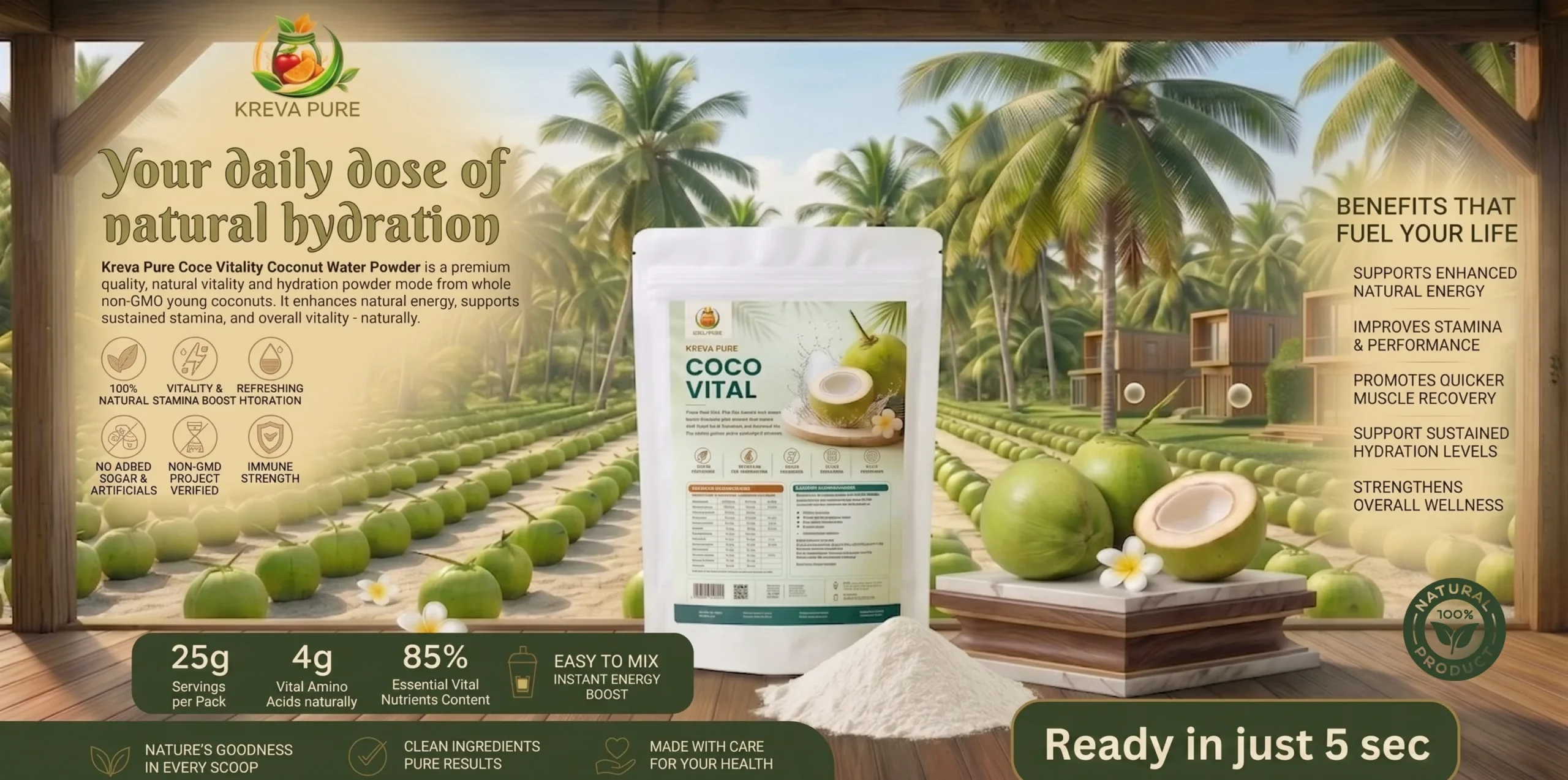 Kreva Pure Natural Juice Powders Banner